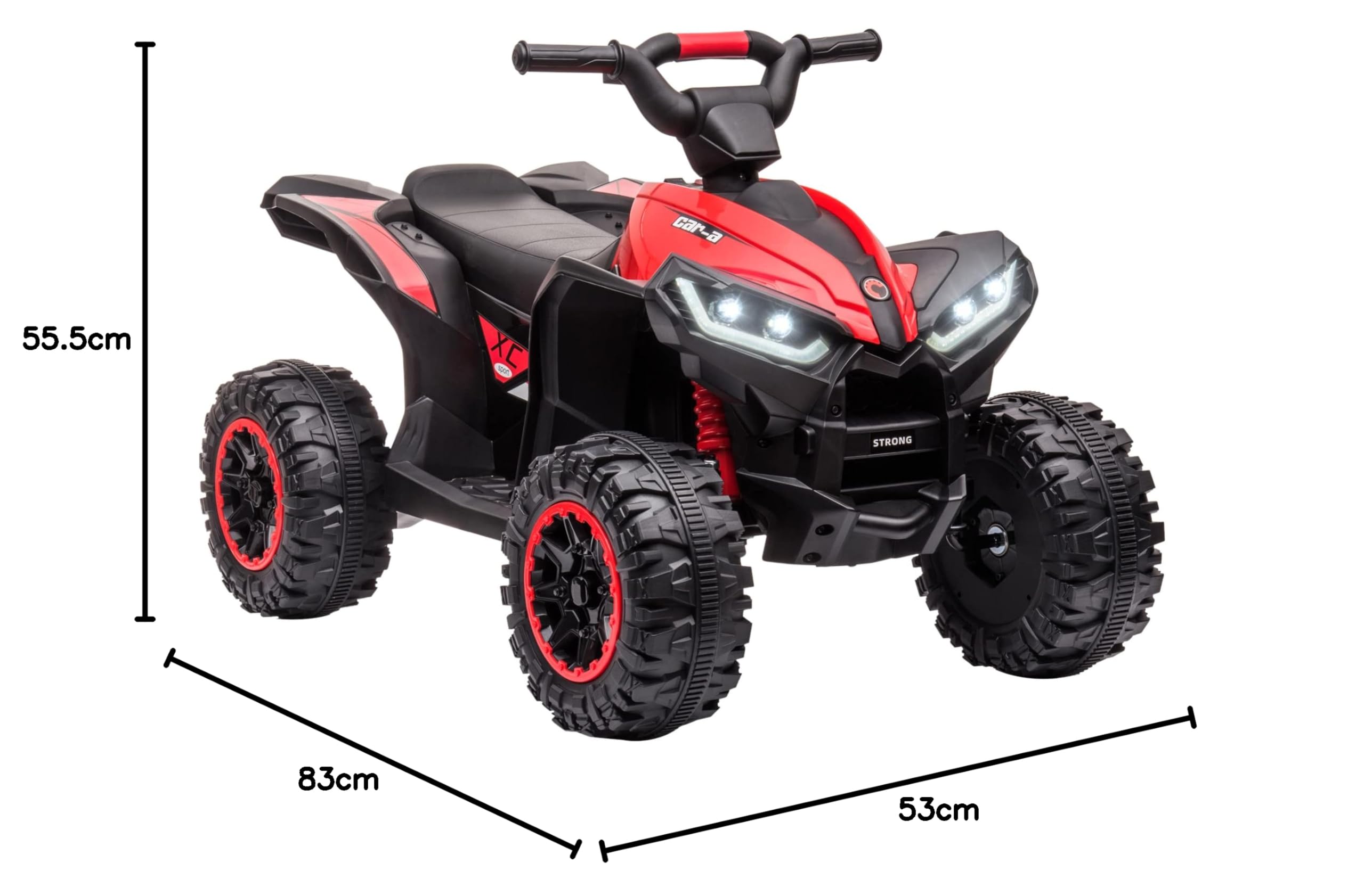 HOMCOM Quad Elettrico per Bambini 12V ATV, Macchina Elettrica con Doppio Motore e 2 Velocità, Ruote Larghe con Fari LED, Clacson e Musica, Età 3-5 Anni, Rosso