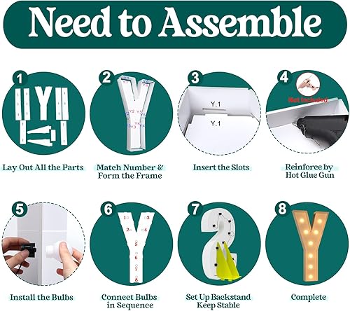 Miniatura 172 de Números iluminados grandes de 4 pies, números de marquesina 2 para decoraciones de cumpleaños de 21 para niños y niñas, números gigantes iluminados