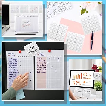 Benvo Graph Paper Sticky Notes Pads 3x3 Inch Math Graph Pads 20 x 20 Four Quadrant Self Adhesive Note Pads Mini Graph Paper for Teaching and Learning Math(300 Sheets)