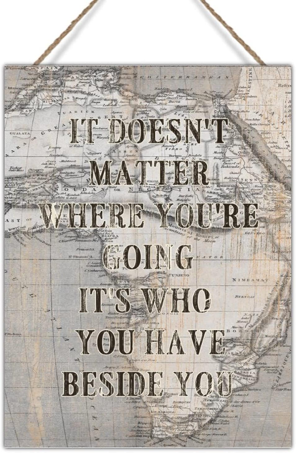 Wall Art Decor Sign Antique Maps of The World Sign It Doesn't Matter Where You're Going Signs Wall Decor Chic Rustic Wall Art Decor Wood Plaque Sign 18x24in Housewarming Gift