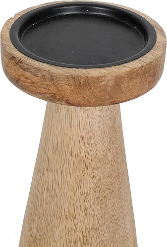 Miniatura 4 de Juego de 3 portavelas de madera de mango, 12 pulgadas, 10 pulgadas, 8 pulgadas de altura (natural)
