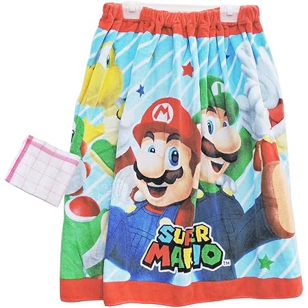 Amazon Co Jp 丸眞 キッチンタオル付 スーパーマリオ スターチェイス 巻きタオル ラップタオル プールスカート 80cm丈 スポーツ アウトドア