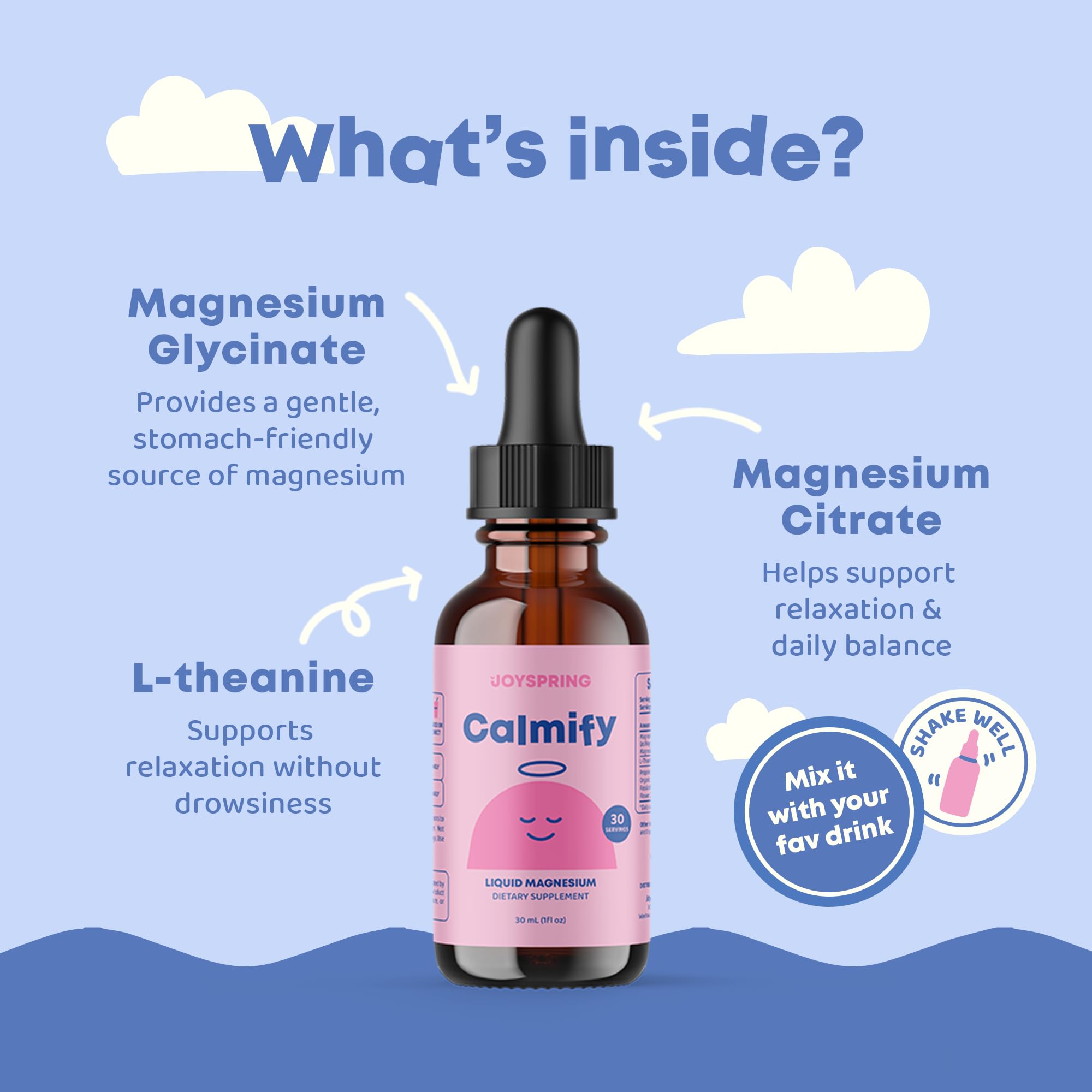 JoySpring Calmify Kids Magnesium Glycinate Drops, 30 Servings, 3+ — Amazon image 2