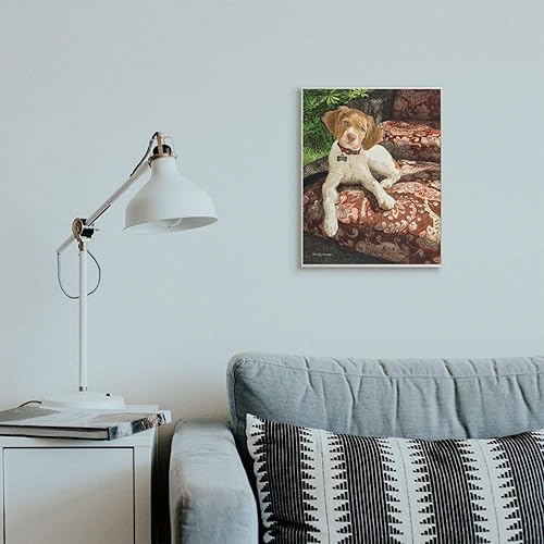 Miniatura 2 de Stupell Industries Sueellen Ross - Placa de pared con diseño floral de cachemira sentado con diseño de perro de campo, 13 x 19 pulgadas