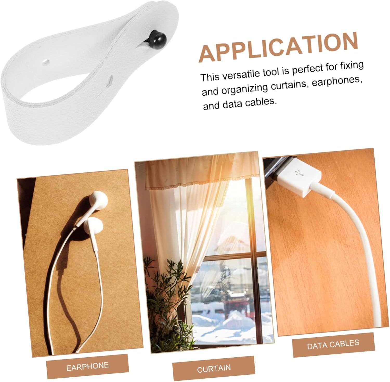 5 Pack Leather Cable Ties for Earphones and Data Cords White image 2