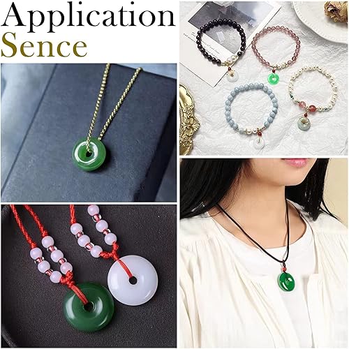 Miniatura 6 de KitBeads 10 dijes de dona de jade natural, dije curativo de chakras, círculo, moneda, cuarzo para hacer collares, joyas