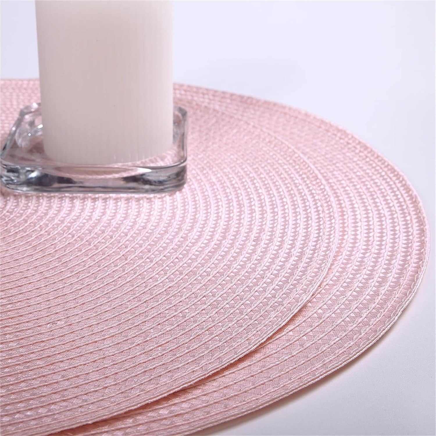 Round Braided Placemats Set of 4 Table Mats for Dining Tables Woven Washable Non-Slip Place mats 15 inch(Purple)