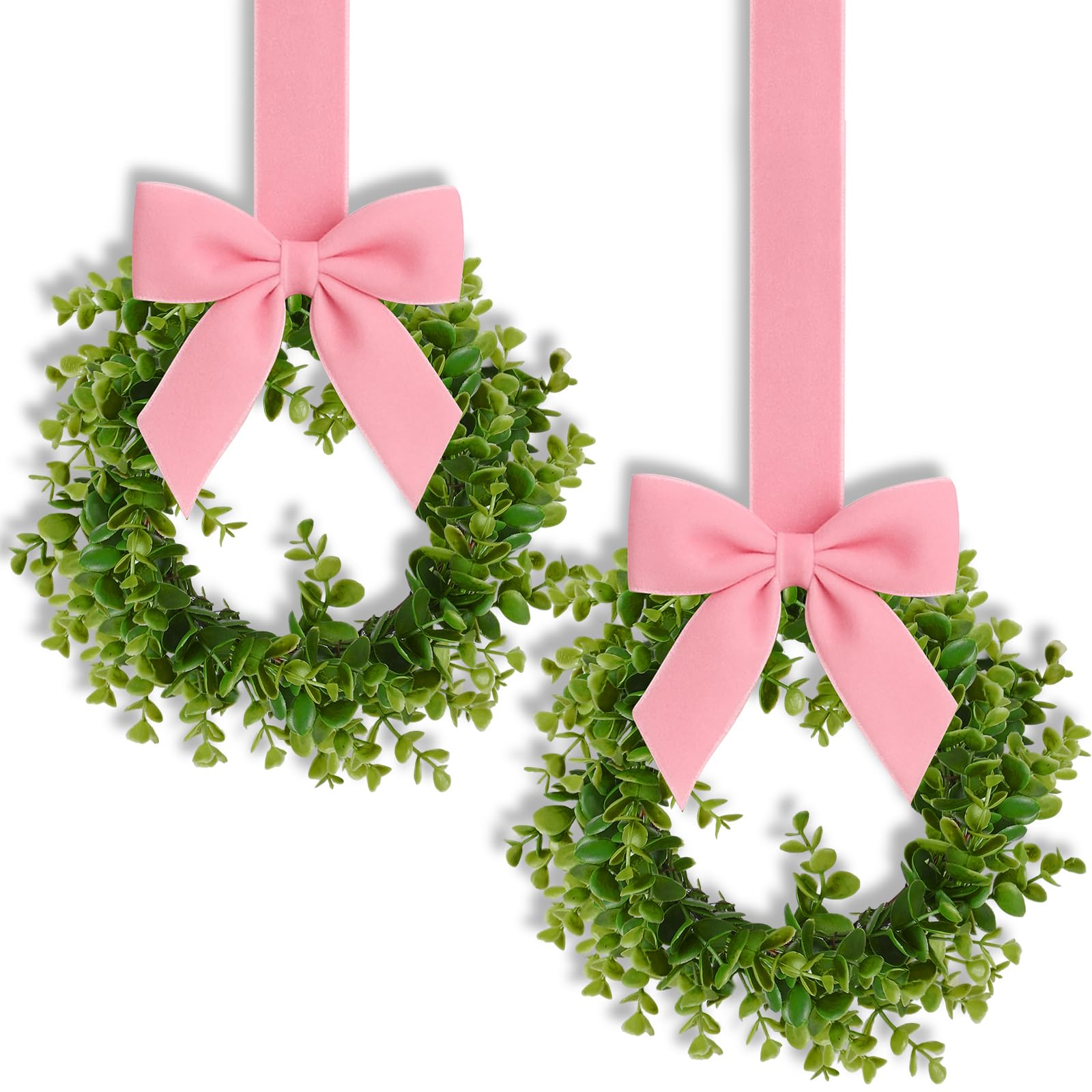 Couronnes de buis artificielles rose velours WILLBOND pour armoire et mur