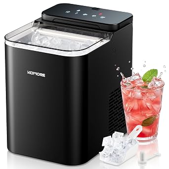 Ice Maker Machine Touch Screen, Ice Machine 1.95L,16 Large Square Cubes in 11 Mins, 15KG/24H, 3 Ice Sizes, Self-Cleaning Ice Cube Maker With Scoop, Basket for Home/Office/Party/Bar