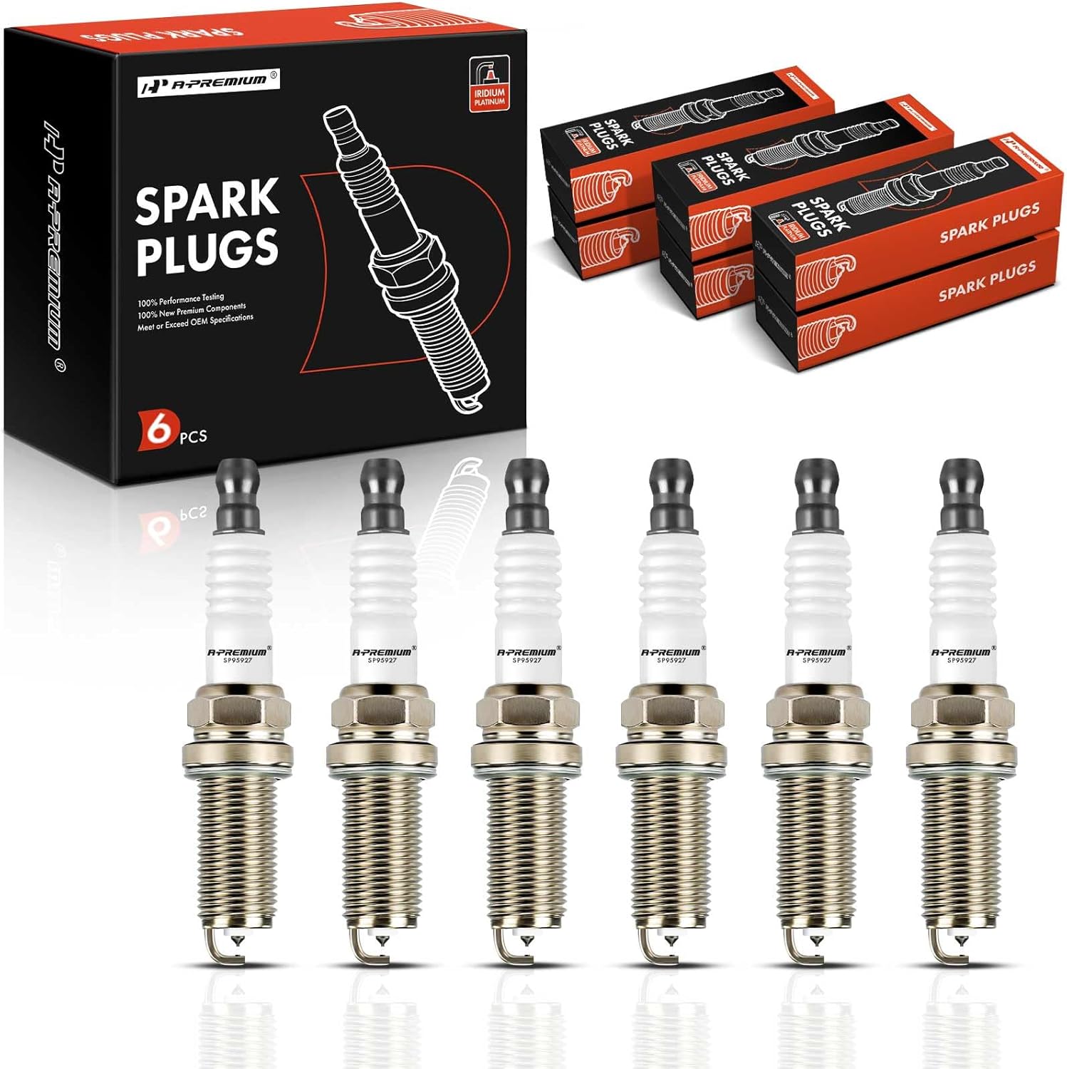 A-Premium 6PCS Iridium Platinum Spark Plugs Compatible with Ford F-150 2015-2021, Edge 2015-2020, Fusion 2017-2019 & Lincoln MKX 2016-2018, Navigator 2020-2021 - V6 2.7L 3.0L 3.5L