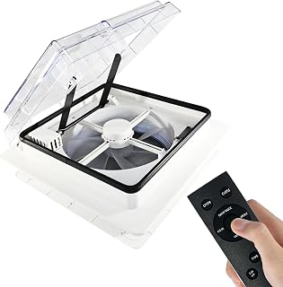 ZOIZ 12V Wohnmobil Dachventilator 360 mm, RV Dachlüfter mit transparentem Deckel, Fernbedienung, reversibel Abluft & Zuluft, extrem leise für Wohnwagen Camper, UV-beständig