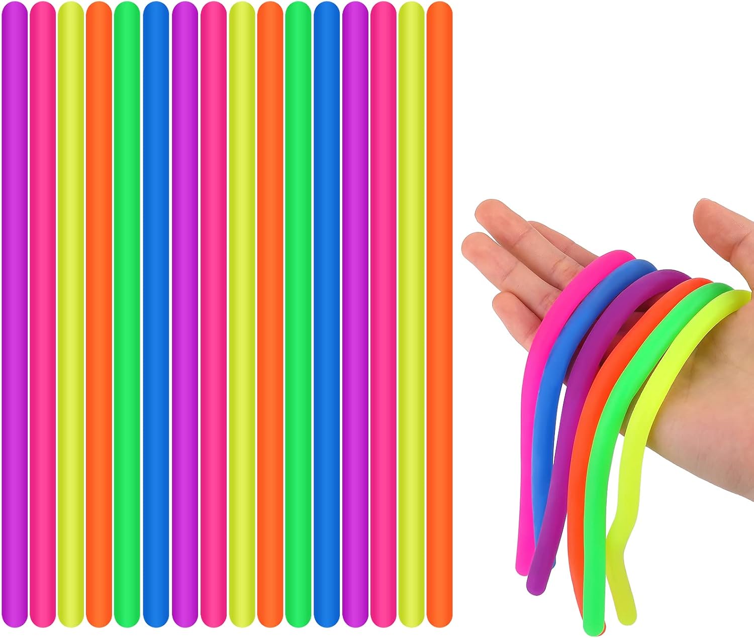 16Pcs Stretchy Fidget Monkey Noodle Stress Reliever Toy for Kids and