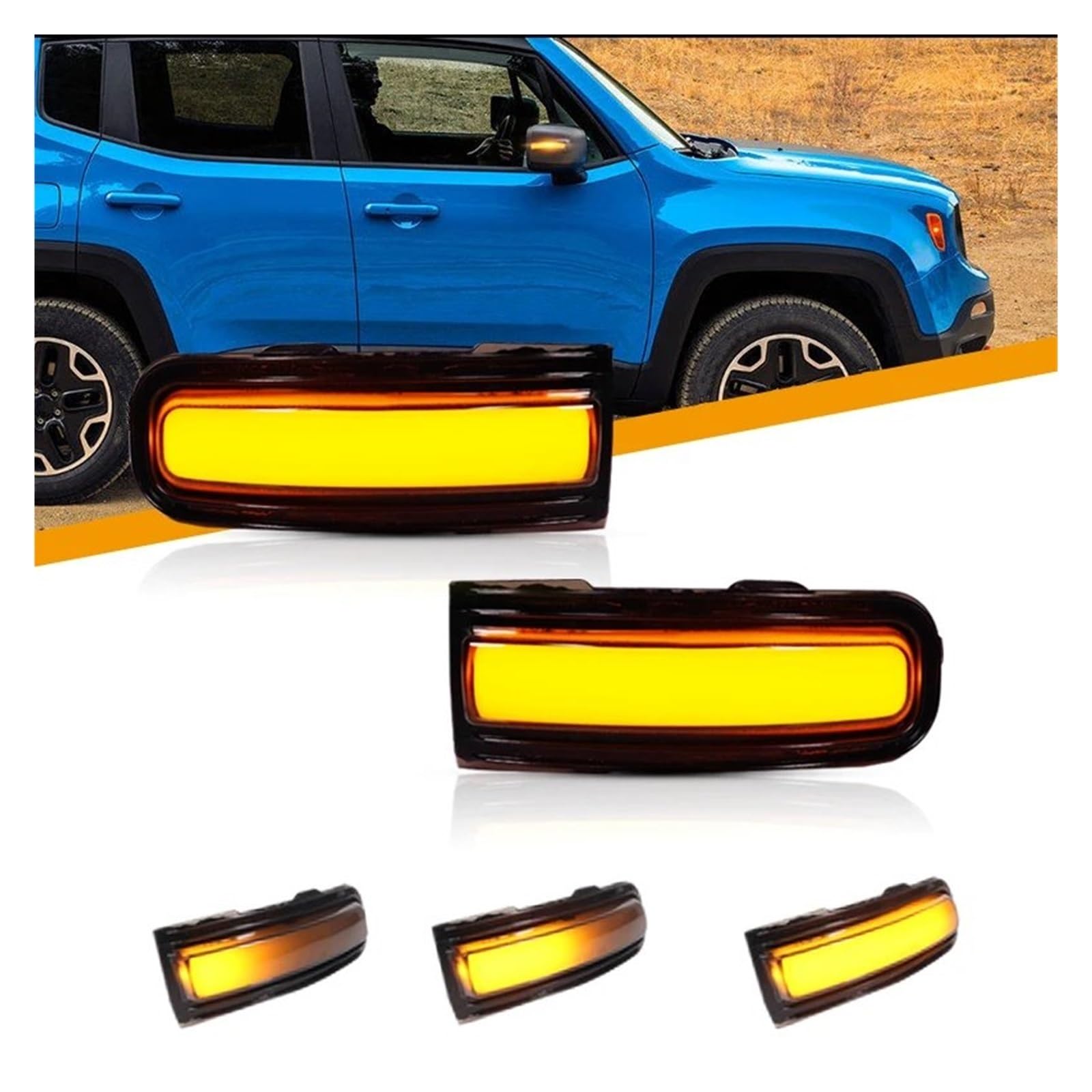 luz Intermitentes para Jeep para Renegade 2015 2016-2022 2 Piezas Luz Intermitente Señal Giro con Espejo Retrovisor Lateral con Flash Secuencial Luz Señal Giro