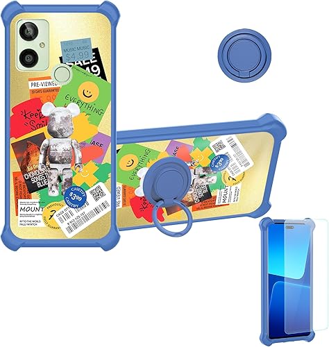 Kalley DJL-XBQ - Funda plateada C compatible con Kalley Silver C, con protector de pantalla de vidrio templado, soporte de anillo, luz dorada