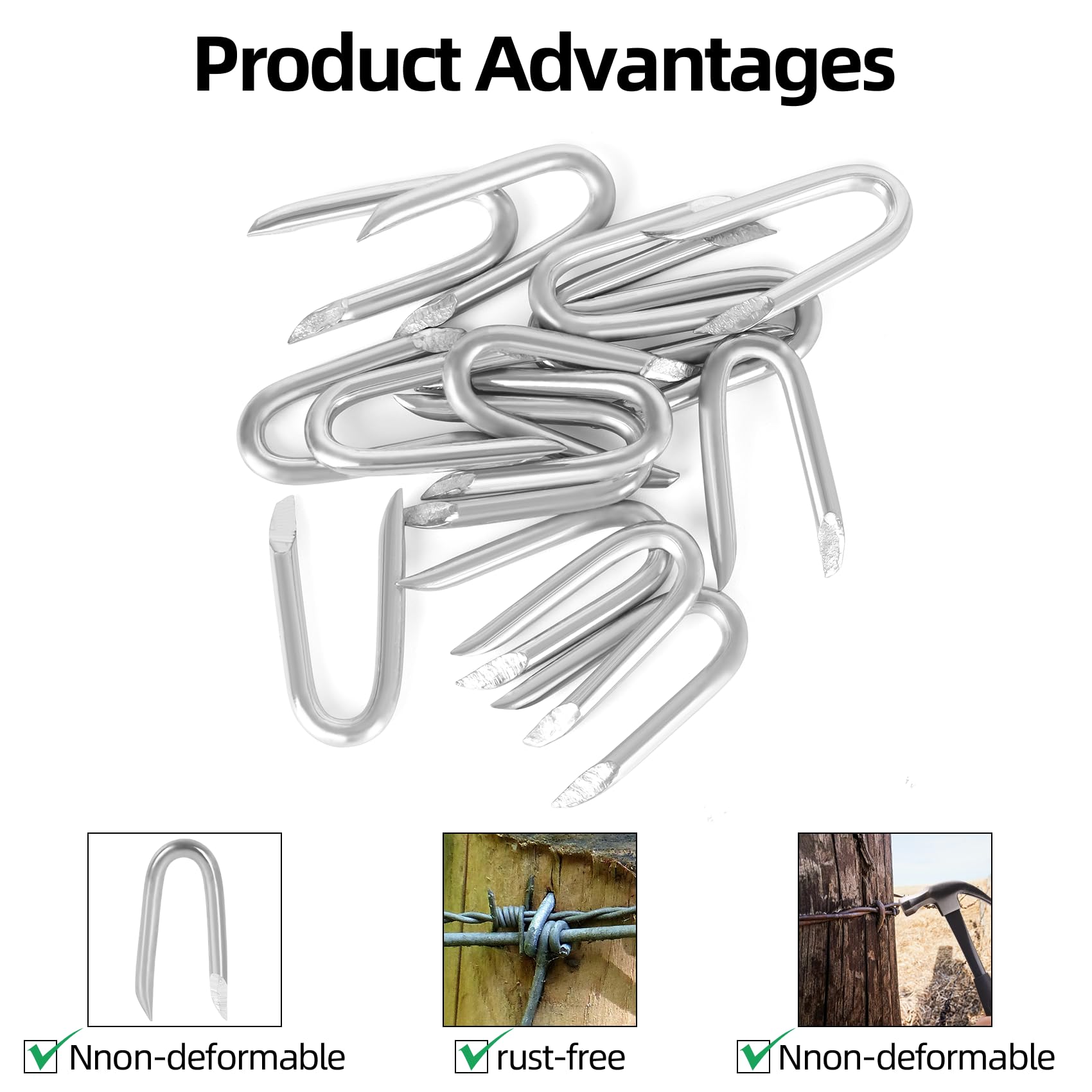 Steel Wire Fencing Staples - 30 PCS -2 Steel Wire Fencing Staples - 30 PCS -2