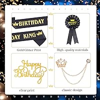 Vista 5 de Junkin 5 accesorios de cumpleaños para hombre, incluyen corona de rey con banda de hojalata, broche de cadena colgante para fiesta de cumpleaños