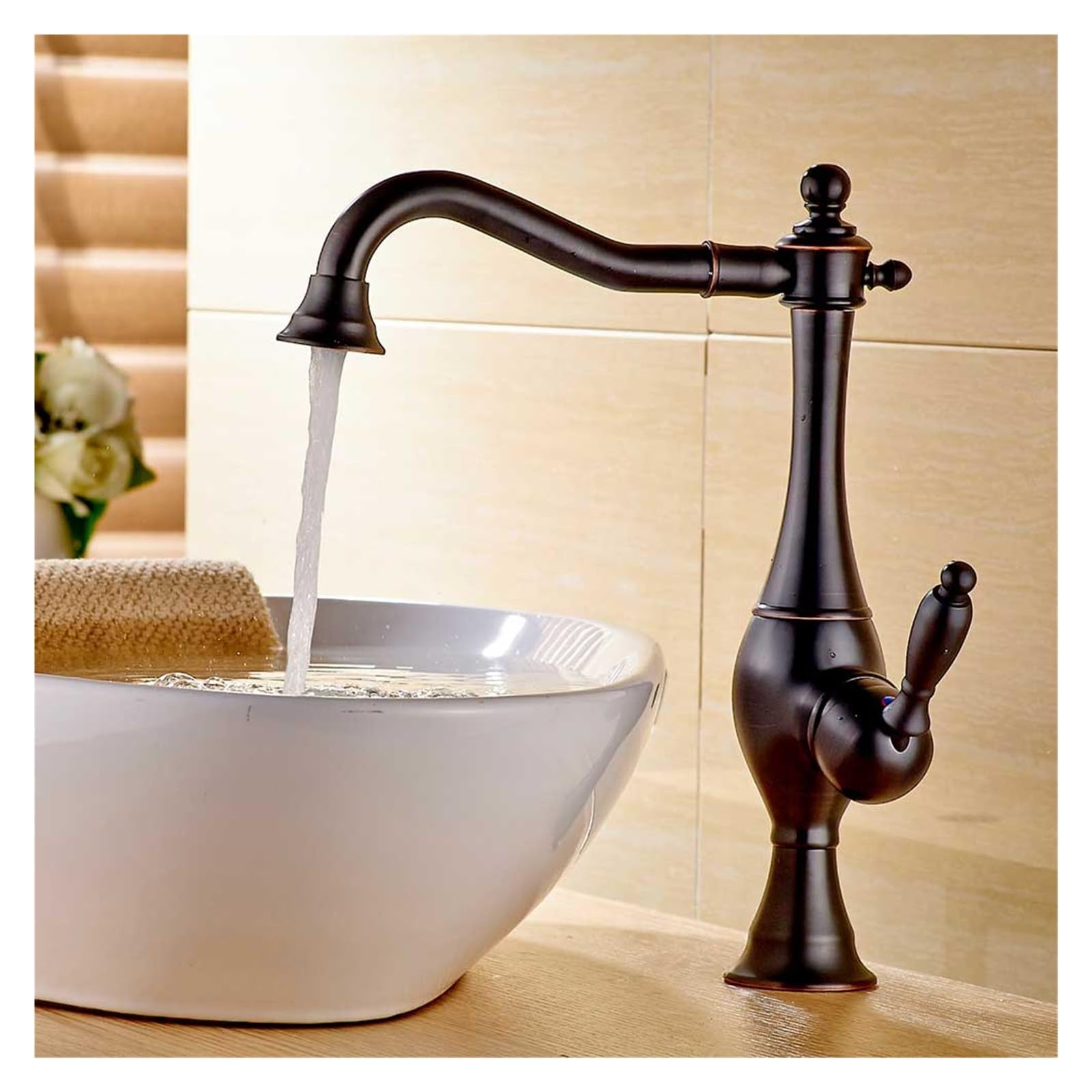 Mitigeur laiton anti-calcaire à bec pivotant Black Bronze pour en finir avec les robinets fixes