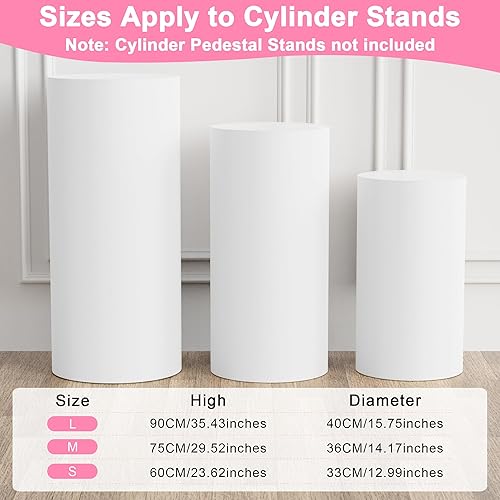 Miniatura 80 de Wokceer Fundas de soporte de pedestal de cilindro para fiesta, 3 piezas, soporte de cilindro dorado de elastano para cubiertas de fiesta, soporte