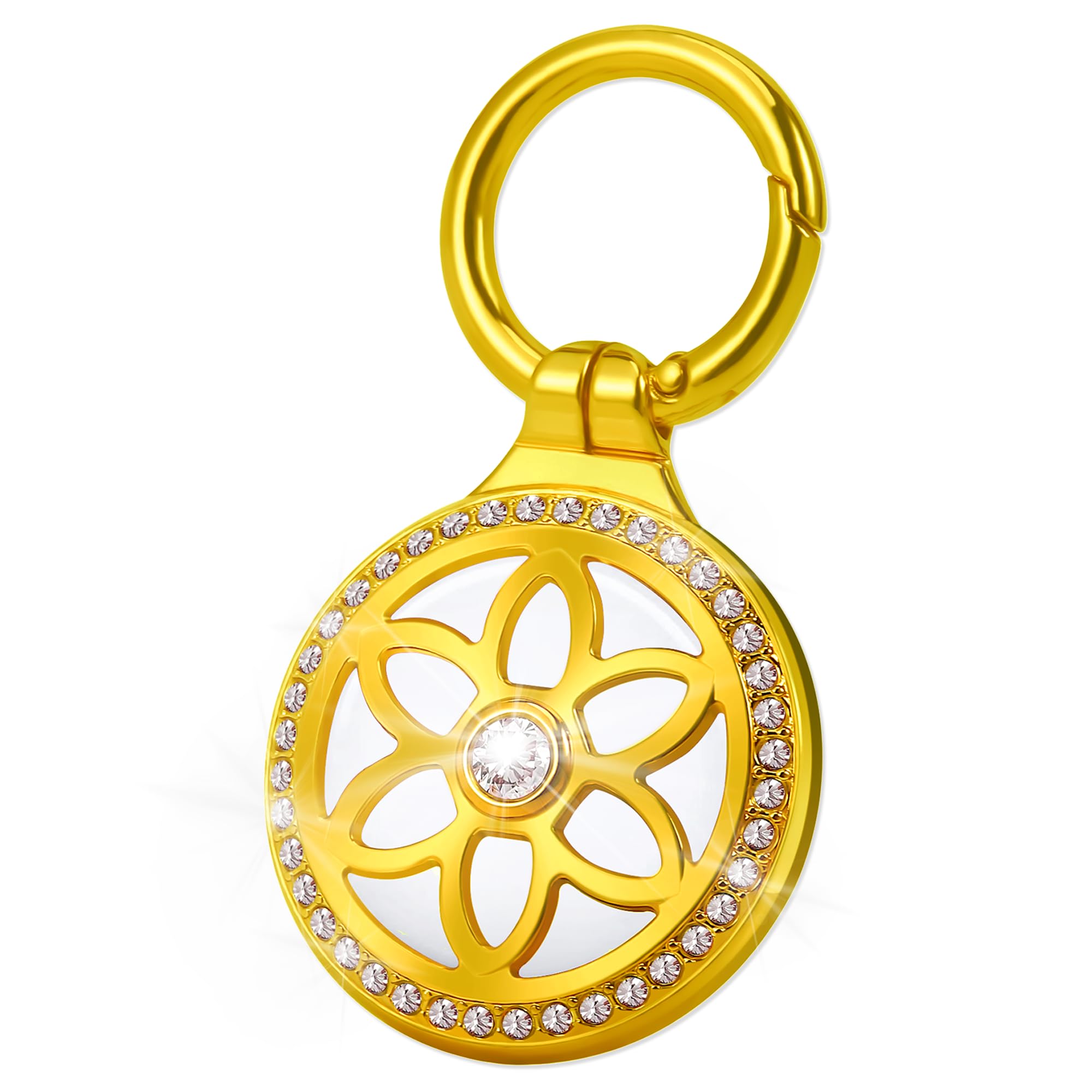 Airtag Holder, Metal Badge Rhinestone Airtag Keychain, Diamonds Shine Air Tag Holder Keychain for Apple Airtag
