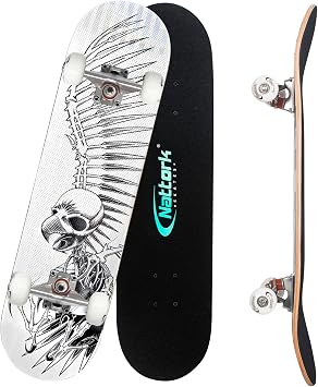 Nattork Skateboards 31 Inch Complete Skateboard Wood 9 Layer Canadian Maple Trick Skate Boards for Boys Girls Youth Teens Beginner