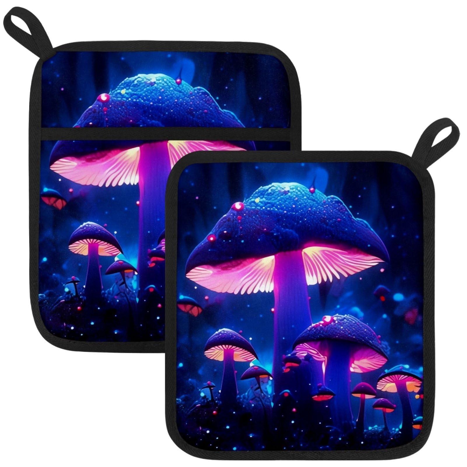 VAPOKF Mushroom Heat Resistant Pot Holders, Thick Pot Holders Pad with Hanging Loop for Kitchen, Oven Cloth Pads for Kitchen Baking Microwave Oven