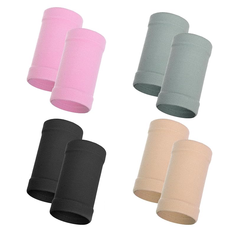 HOVEOX 4 Pares de Mangas Elásticas para Pulso, Nylon e Spandex, Preto, Rosa, Cinza e Nude