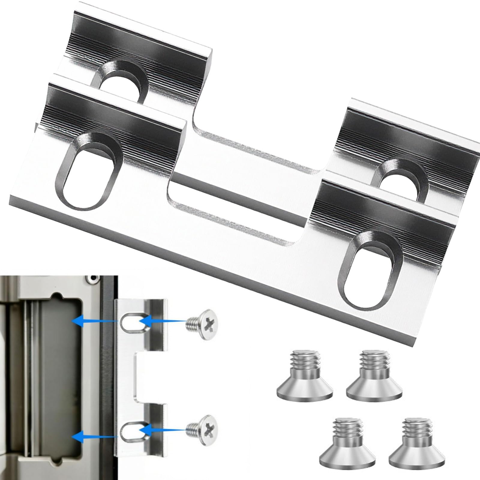 Plaque de fermeture réglable en aluminium pour porte de maison, lot de 2 avec vis de 32 mm
