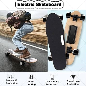 Electric Skateboards, Top Speed of 13.67 Mph, 8 Miles Range Mountain Board, Professional Electric Longboard with Remote Control for Adults, 3 Speed Gears Adjustable