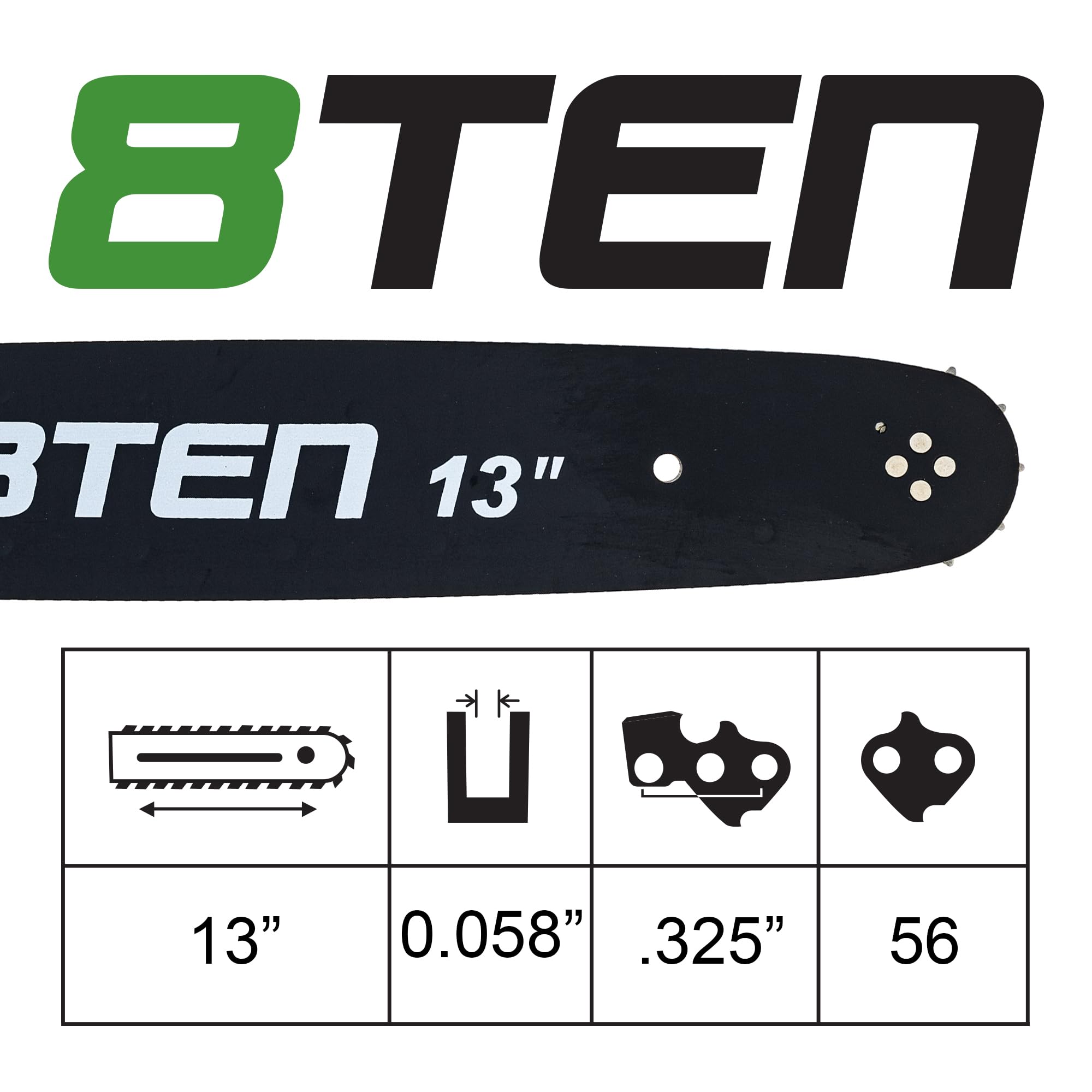 Amazon.com: 8TEN 13 Inch Chainsaw Guide Bar .058 .325 56DL Chain