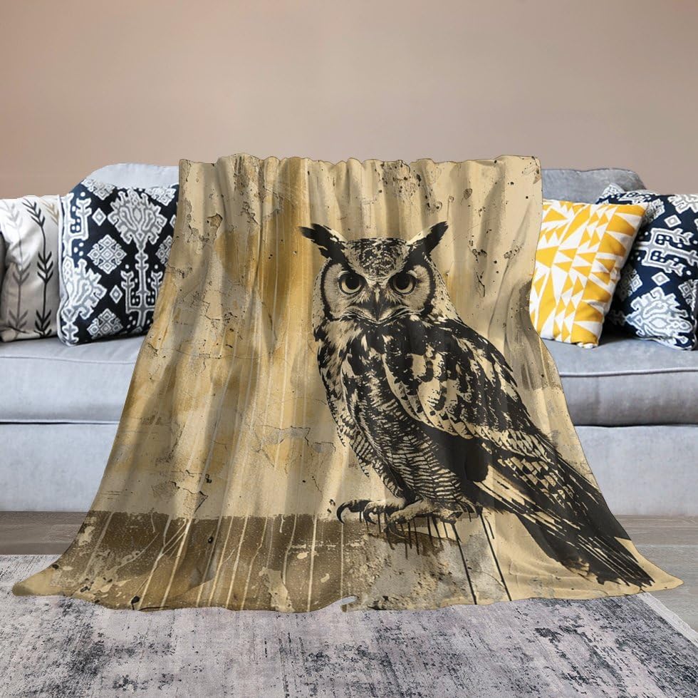 Couverture en flanelle légère hibou contre les soirées fraîches