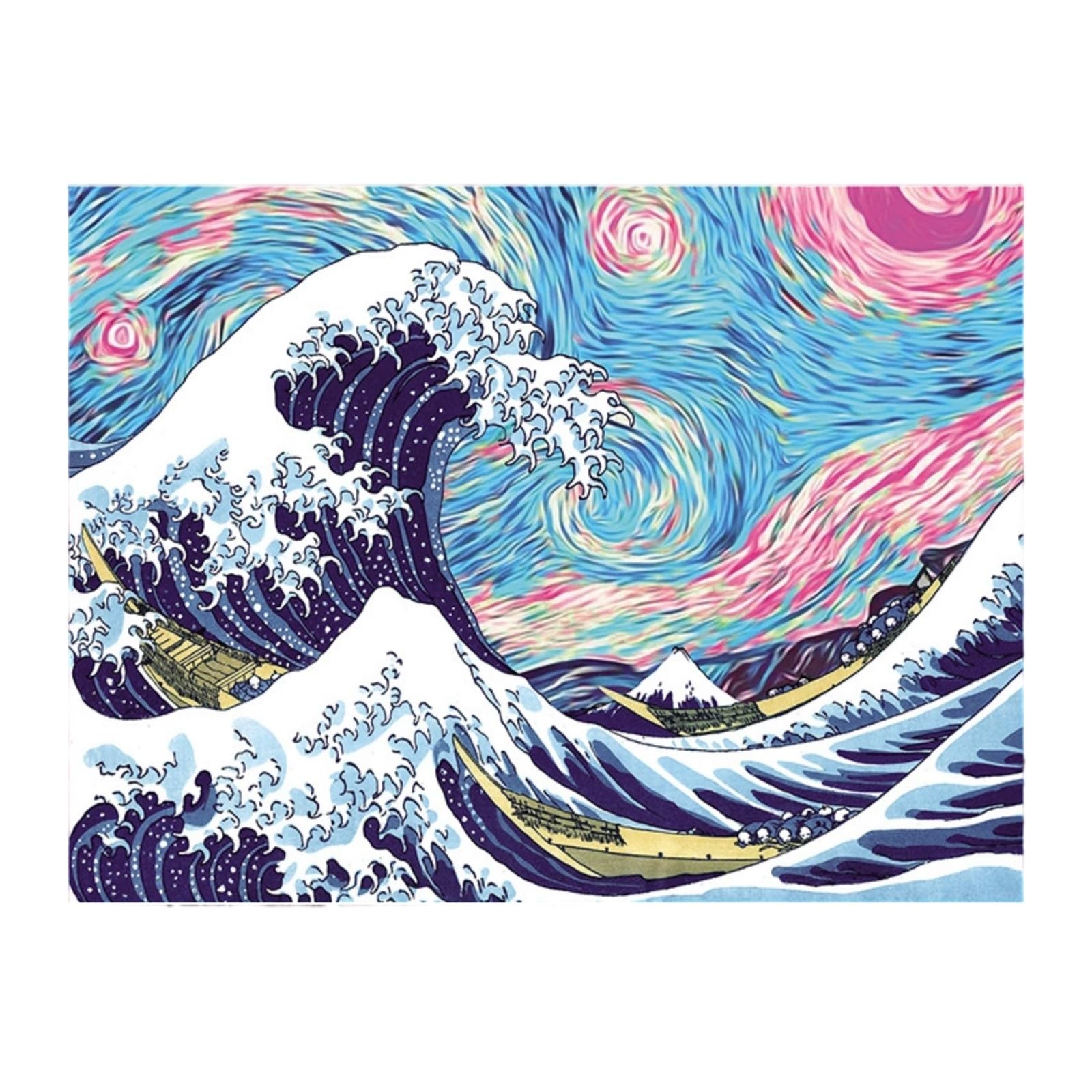 Tsophreniq Japanese Themed Wall Decors Tapestry with Classical Great Waved Pattern Soft Textured for Bedroom Living Room Styling Traditional Japanese Wall Hanging Tapestry