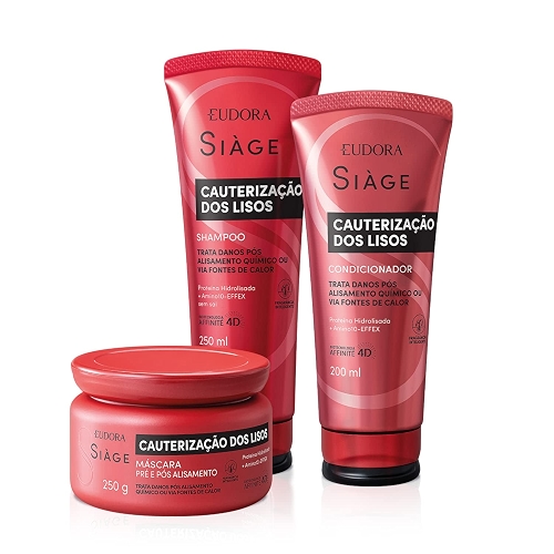 Eudora Kit Siàge Cauterização dos Lisos: Shampoo 250ml + Condicionador 200ml + Máscara Capilar 250g Eudora Kit Siàge Cauterização dos Lisos: Shampoo 250ml + Condicionador 200ml + Máscara Capilar 250g