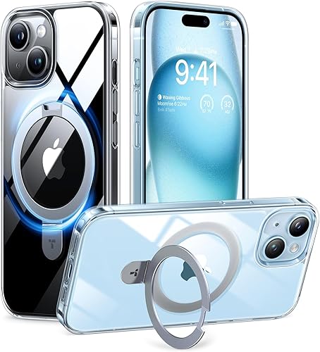 Vista 33 de TORRAS Funda Ostand ultra magnética para iPhone 15 Pro [compatible con MagSafe] [soporte resistente y soporte de anillo] grado mil, a prueba