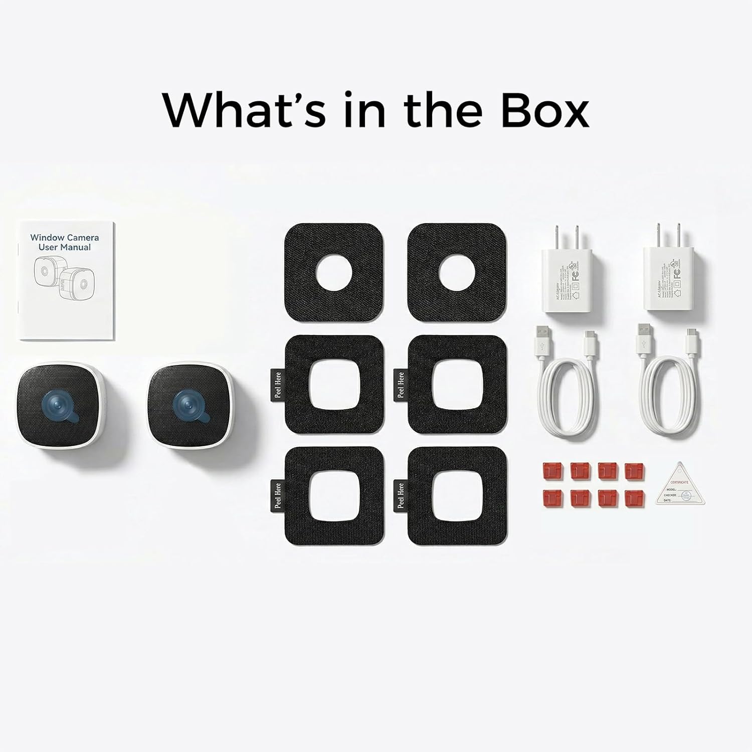 3K No Drill Window Camera, 2Pack Indoor Window Security Cameras with Color Night Vision for Home Security, 2.4G&5G WiFi, Motion Detection, Work w/Alexa&Google Assistant, Anti-Glare, Anti-Reflection B1