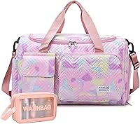 Vista 312 de Pequeña bolsa de gimnasio para mujer, bolsa de viaje con compartimento para zapatos