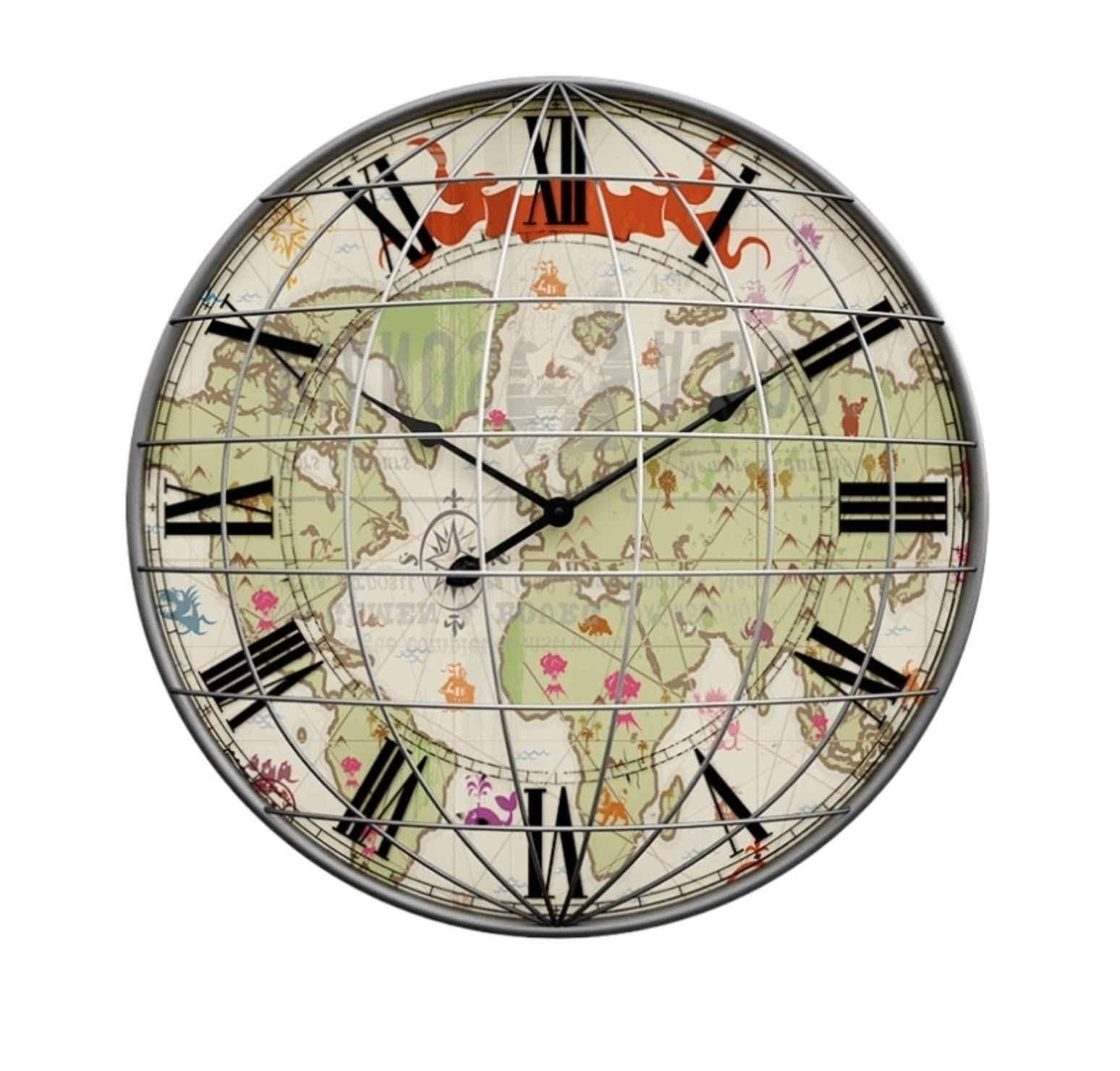 MYUYEE Farmhouse Vintage Clock Ative Earth Shape Retro Clock 3D Handmade Silent Quartz Movement for Home for Bedroom Office,One Color-60 * 60cm (One Color-60 * 60cm)