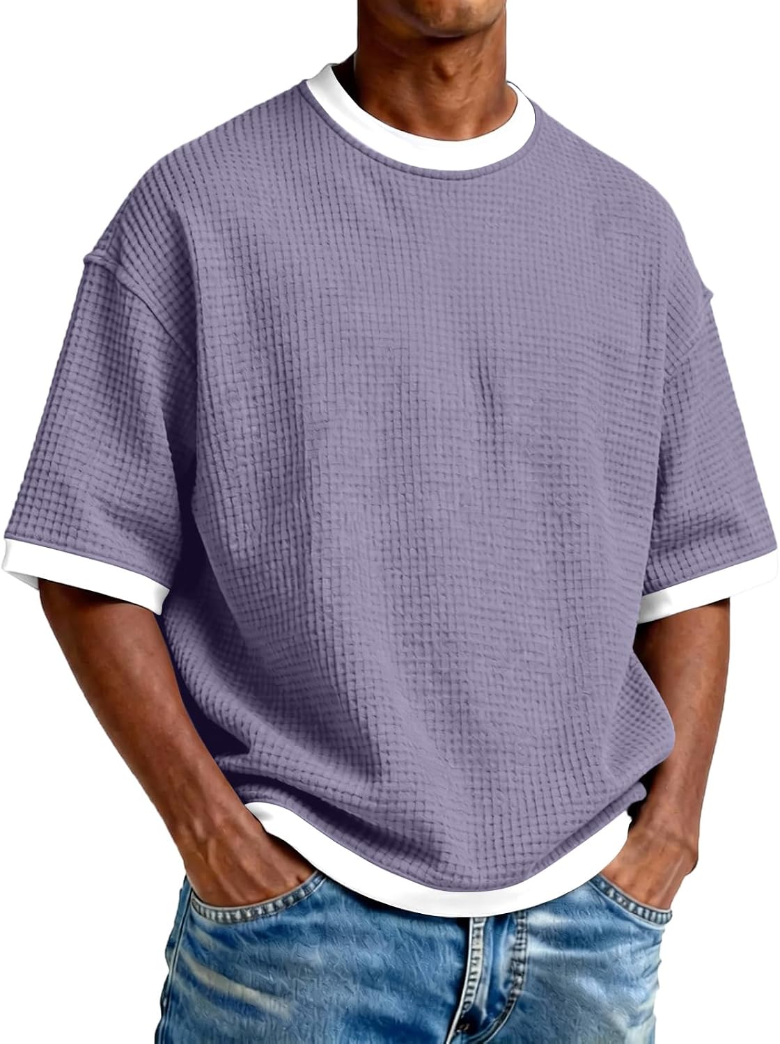WENKOMG1 Men's Short Sleeve Round Neck Basic Knit Casual Daily Tee Shirt, S-4XL