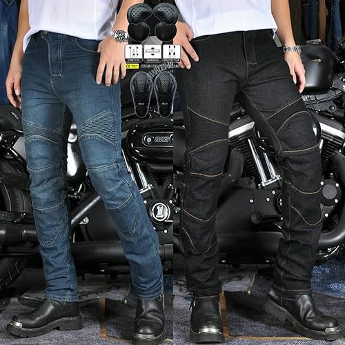 Miniatura 7 de Pantalones de motociclista para hombre y mujer, con armadura de 4 X CE, protección para la cadera y la rodilla, pantalones vaqueros de carreras de