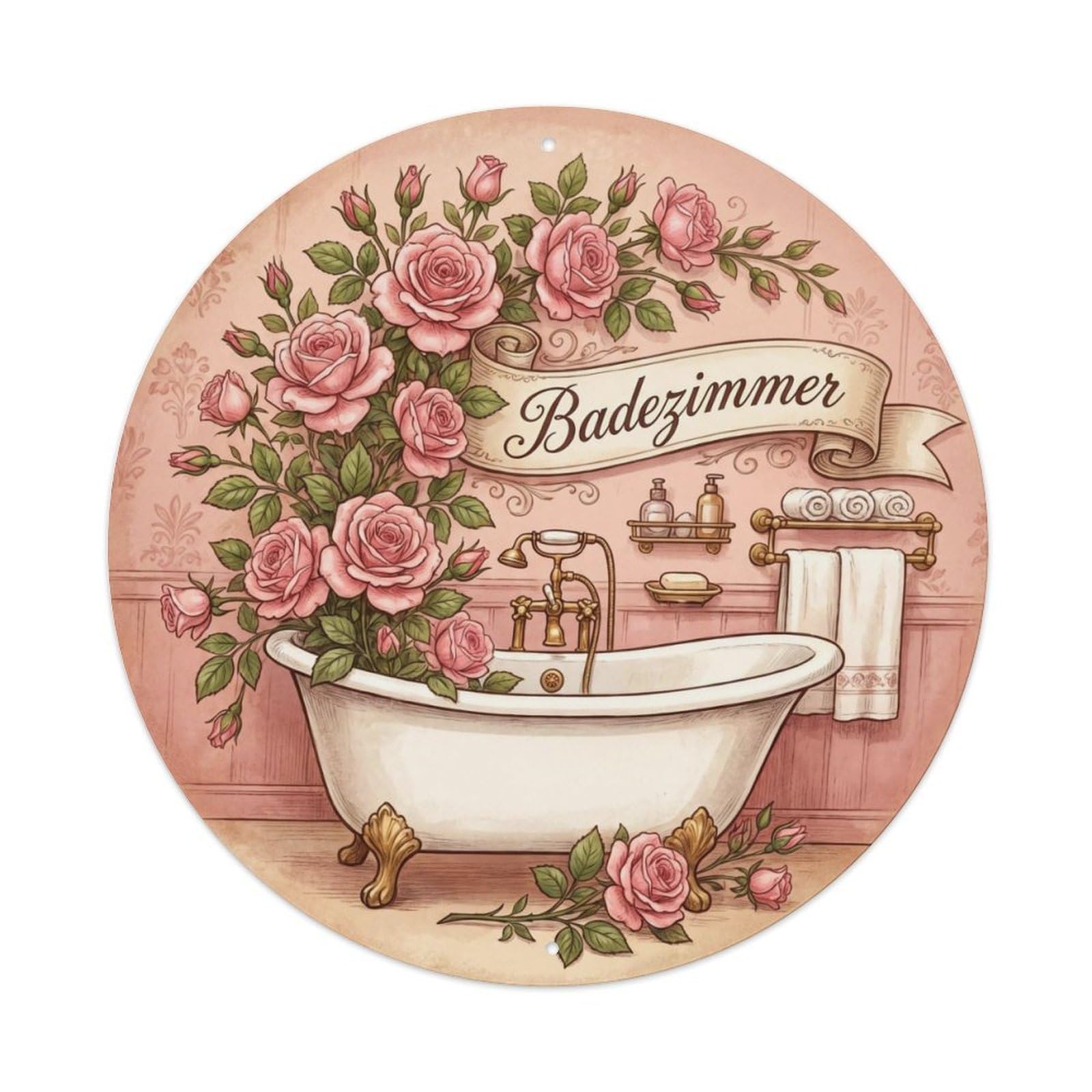 Fqnyr Style Badezimmer Rose Relaxing Bathroom Wall Metal Tin Sign