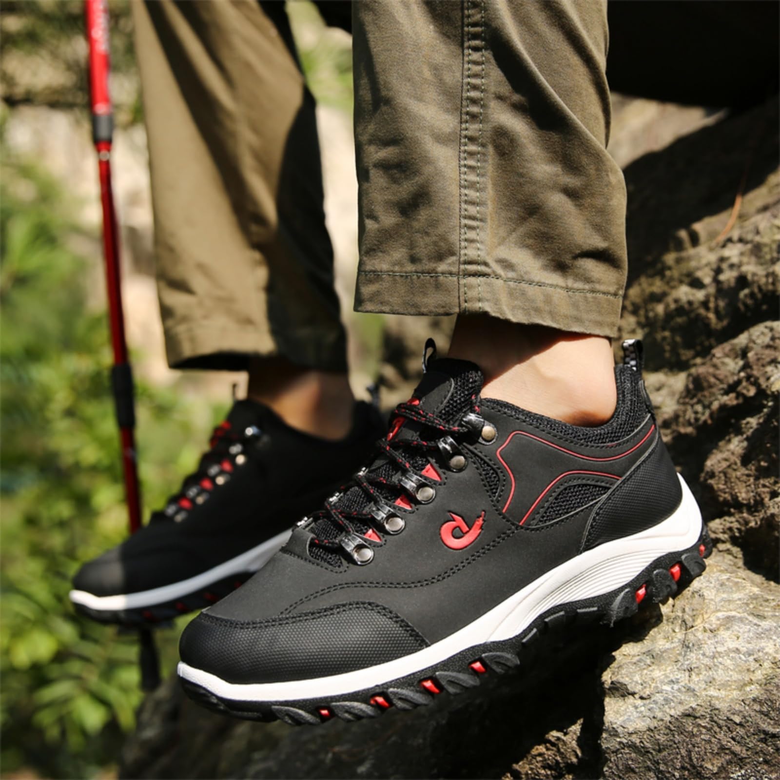 Męskie niskie buty trekkingowe wodoodporne skórzane buty chodzenia