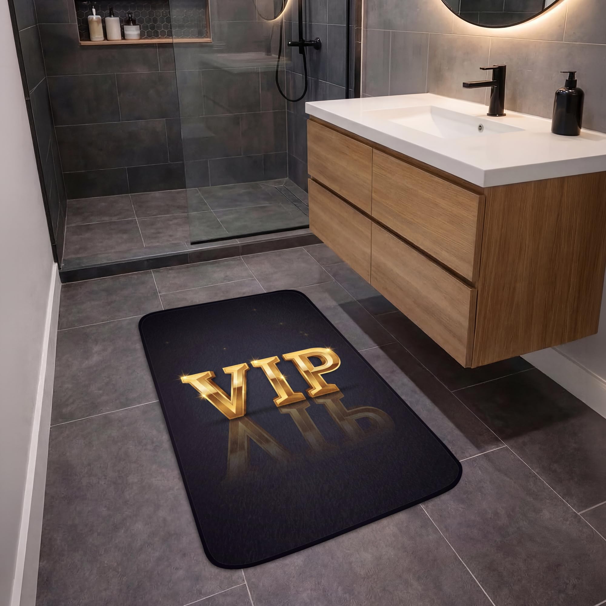 Alfombras Baño Rectangular 60x90 cm Alfombra Ducha Lavable Tapete Bath Mat Non Slip Antideslizante Bathroom Decoracion Shower VIP - Oro - Destello