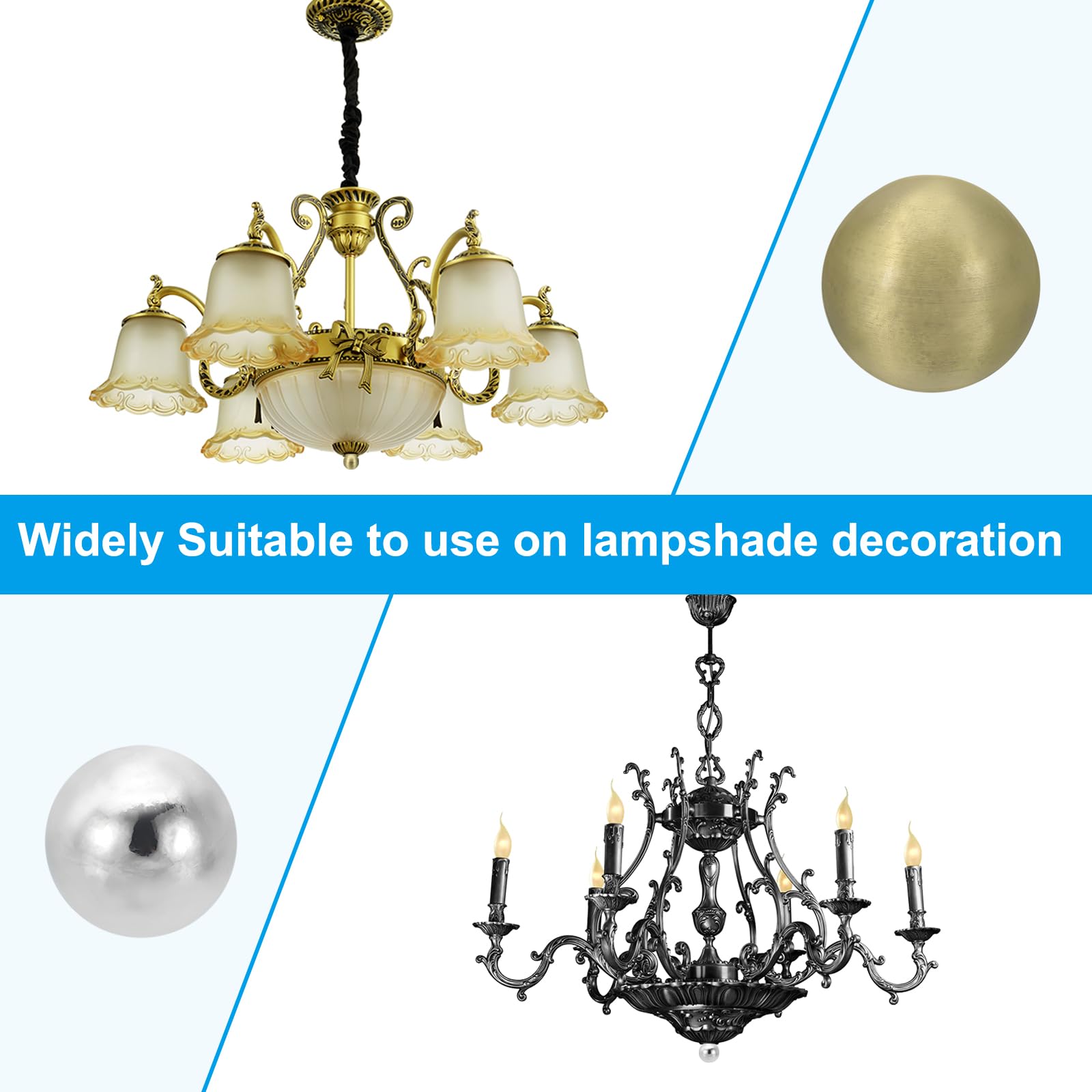 PATIKIL 25mm Pomelli per Lampada a Sfera, 1 Set Solido Lampada Ombra Top Decorazione Vite Cappuccio Dadi con Adattatore Riduttore Ottone per Lampade Tavolo Lampade Terra, Bronzo