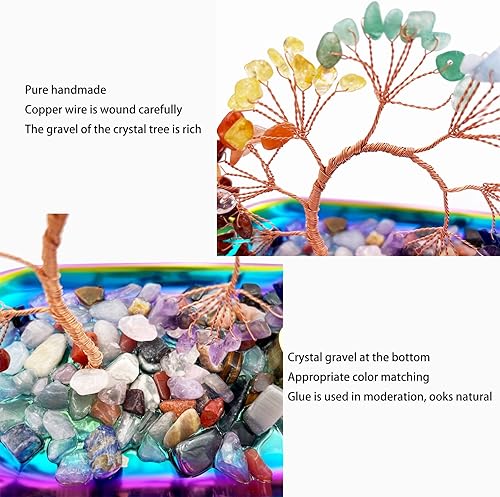 Miniatura 4 de Soporte de incienso de cristal para palos con bandeja colectora de cenizas, árbol de cristal colorido curativo de chakras, árbol de dinero de la