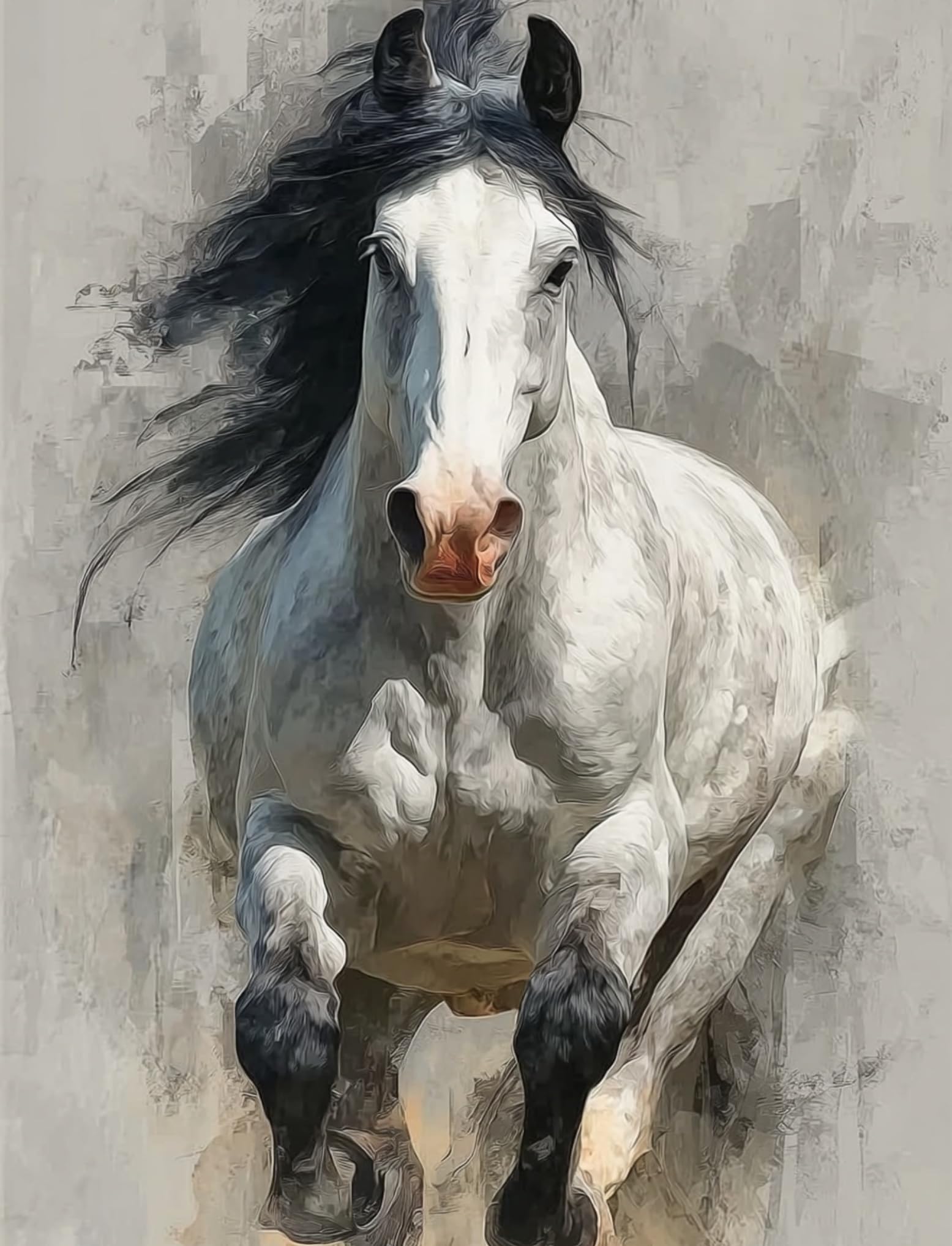 WANGWANGMIAO Paint by Numbers for Adults White Horse Gallops,Canvas Oil Painting Kit for Adult, DIY Craft Art Painting Kit Acrylic Pigment Drawing for Decor Gift 16x20 inch，with Frame