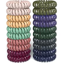 20Pcs Hair Elastics, No Crease Spiral Hair Ties Hair Bands MultiColor Waterproof Phone Cord Hair Scrunchies Hair Coils Accessories for Women Girls
