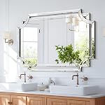 Chende 32" x 47" Large Mirror for Decor, Decorative Wall Mirror with Beveled Edge and Glass Pieces, Rectangle Mirror for Living Room, Bathroom, Bedroom, Dining Room, Horizontal/Vertical Mirror