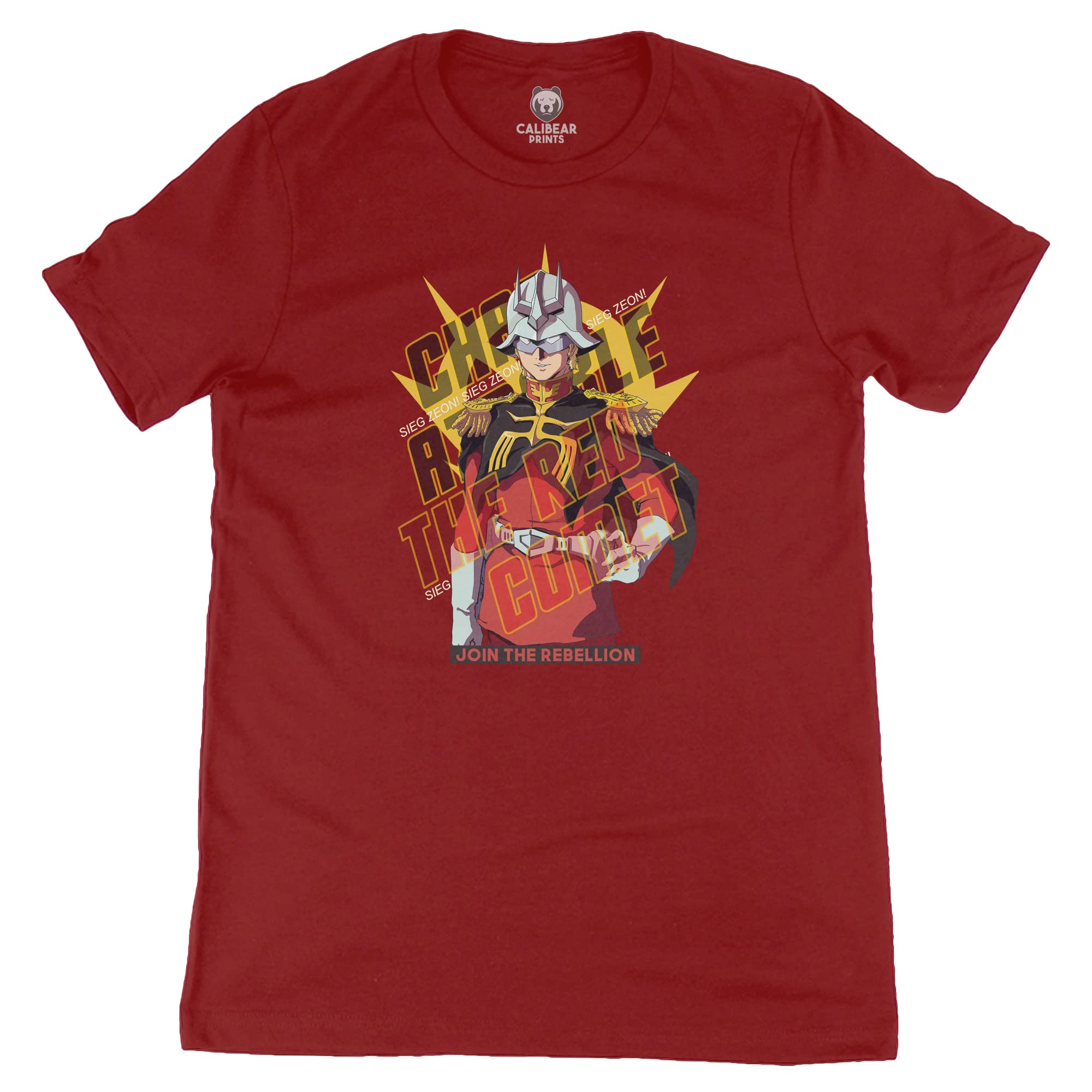 Calibear Prints Char Aznable Join The Rebellion! Siege Zeon! Gundam Anime Graphic Art Novelty T-Shirt