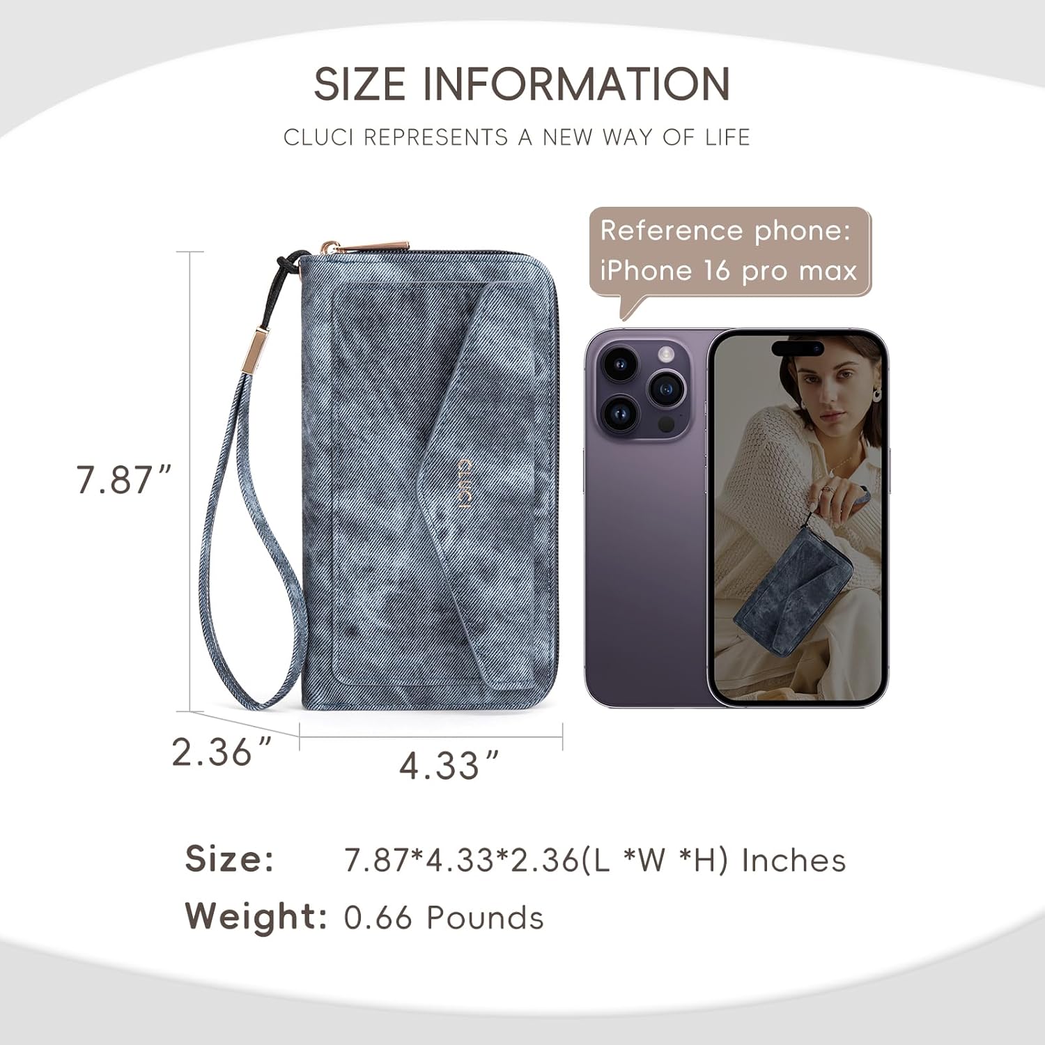 CLUCI Wallet Women Large Capacity Wristlet Purse for Women Long Ladies Wallet RFID Blocking Multi Credit Card Holder - Image 3