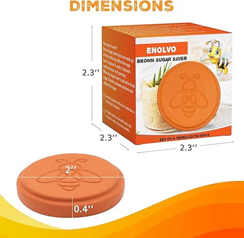 Miniatura 5 de Brown Sugar Keeper Bee - Terra Cotta - Ahorro de azúcar moreno, disco de azúcar moreno para mantener la humedad de los alimentos, piedra suavizante