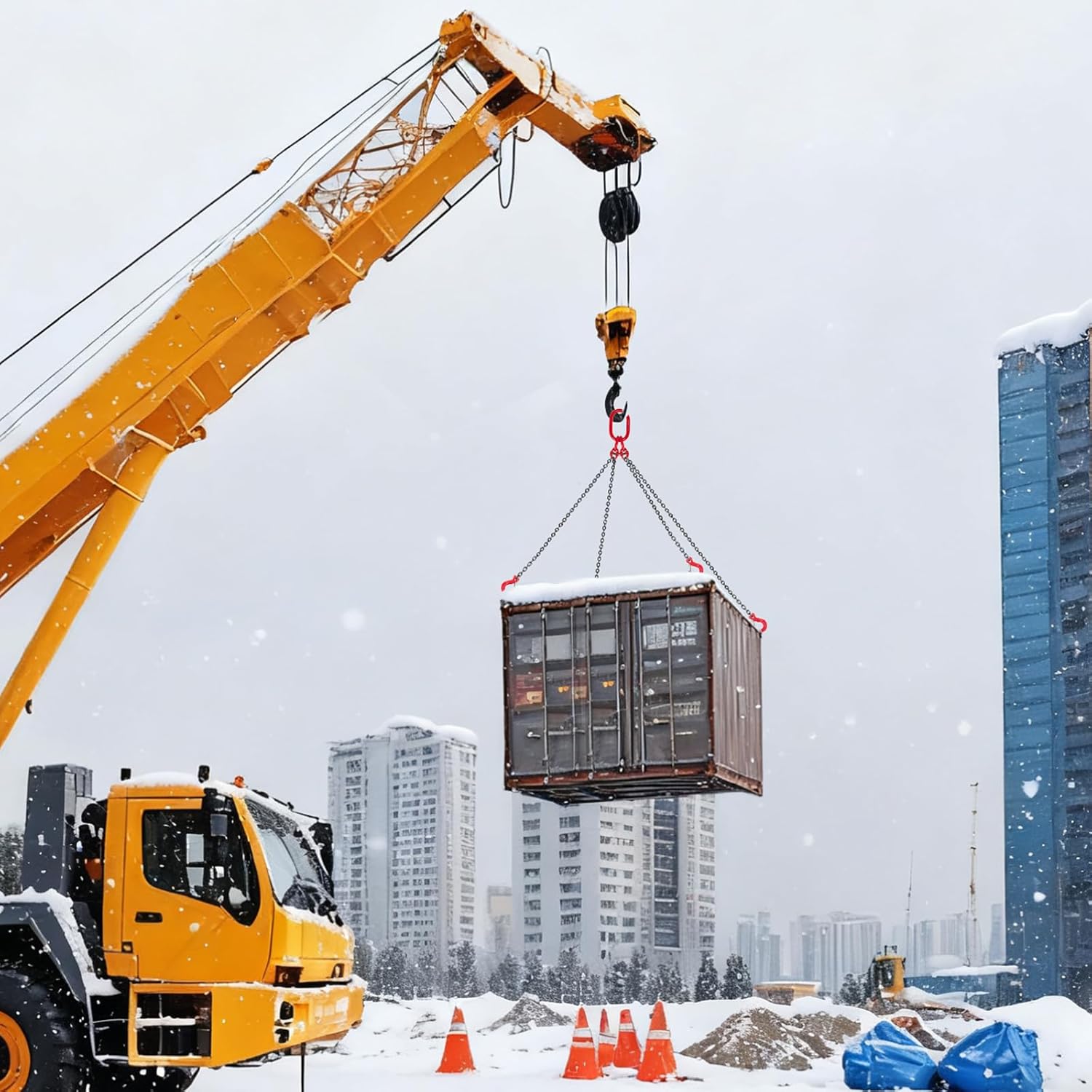 VEVOR Chain Sling, 1/4 in x 5 ft Lifting Chains with 4 Leg Grab Hooks, Heavy Duty G80 Alloy Steel Lifting Sling, 6600LBS Capacity, Adjustable Engine Chain Hoist Lifts for Cargo Security Towing - Image 8